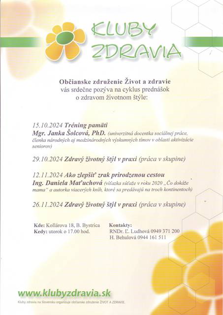 Program klubu zdravia 2024